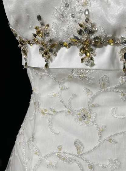 Vintage Bridal Dress Ball Gown Spaghetti Straps Lace Ivory Long Wedding Dress Retro Wedding Dresses Modest Wedding Gowns DH2681