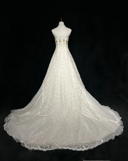 Vintage Bridal Dress Ball Gown Spaghetti Straps Lace Ivory Long Wedding Dress Retro Wedding Dresses Modest Wedding Gowns DH2681
