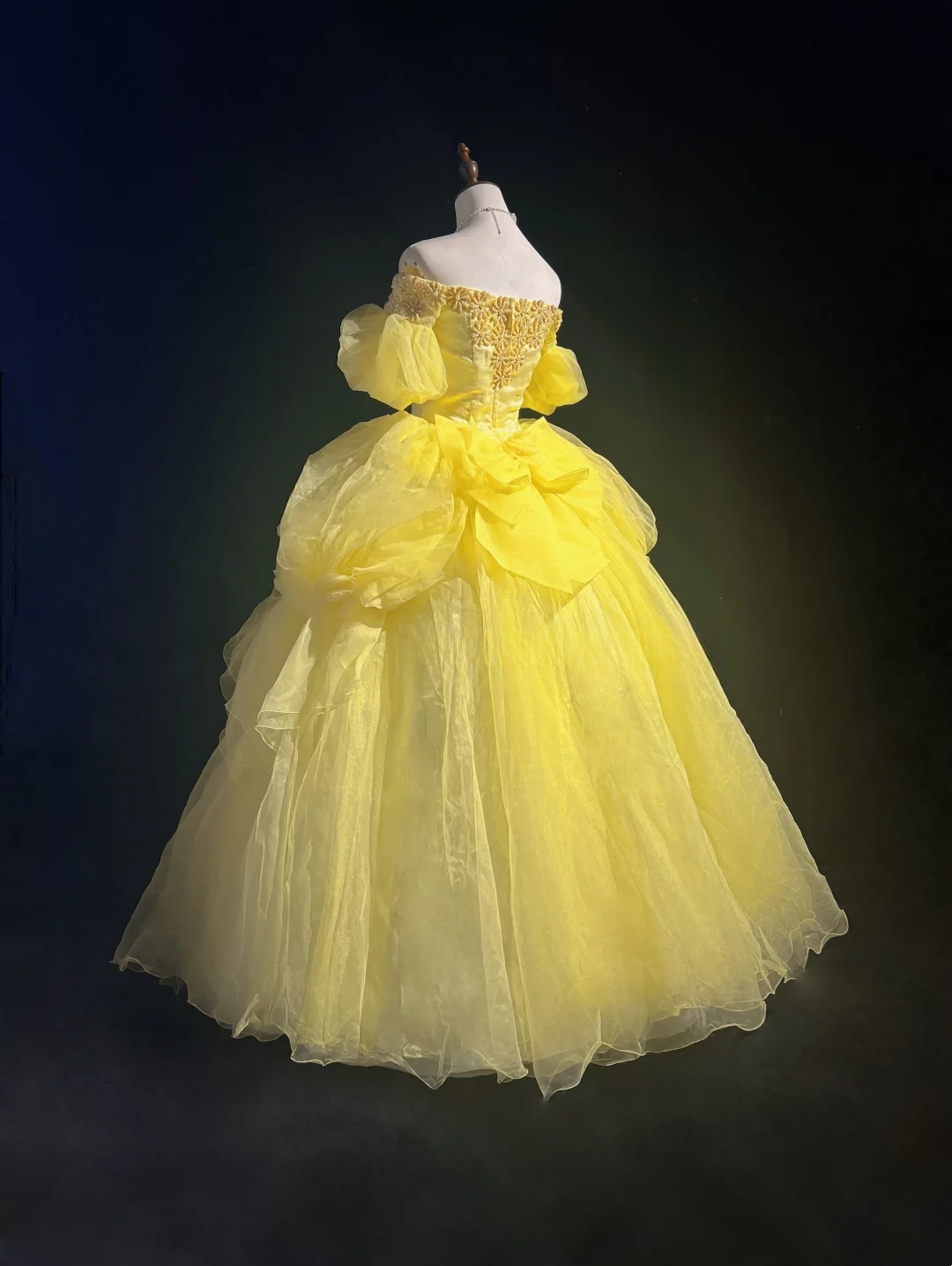 Pretty Ball Gown Square Neck Yellow Tulle Long Floral Quinceanera Dress Formal Gowns Sweet 17 Dresses Vestido De 15 Anos Sweet 16 Dress DH2683