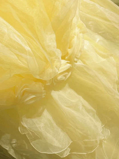 Pretty Ball Gown Square Neck Yellow Tulle Long Floral Quinceanera Dress Formal Gowns Sweet 17 Dresses Vestido De 15 Anos Sweet 16 Dress DH2683