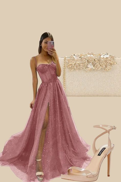 Elegant A Line Spaghetti Straps Pink Lace Sleeveless Long Split Evening Party Gowns Evening Dress Special Formal Dresses Prom Dress DH336