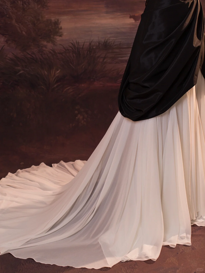 Pretty Wedding Dress Ball Gown Spaghetti Straps Black Satin Long Vintage Wedding Dresses Bridal Gowns Brides Gown DH339