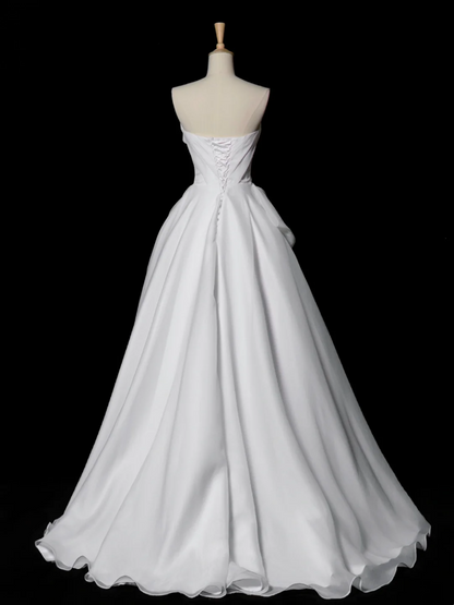 Pretty Wedding Dress Ball Gown Strapless White Long Luxury Wedding Dresses Bridal Gowns Brides Gown DH341