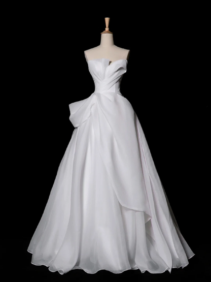 Pretty Wedding Dress Ball Gown Strapless White Long Luxury Wedding Dresses Bridal Gowns Brides Gown DH341