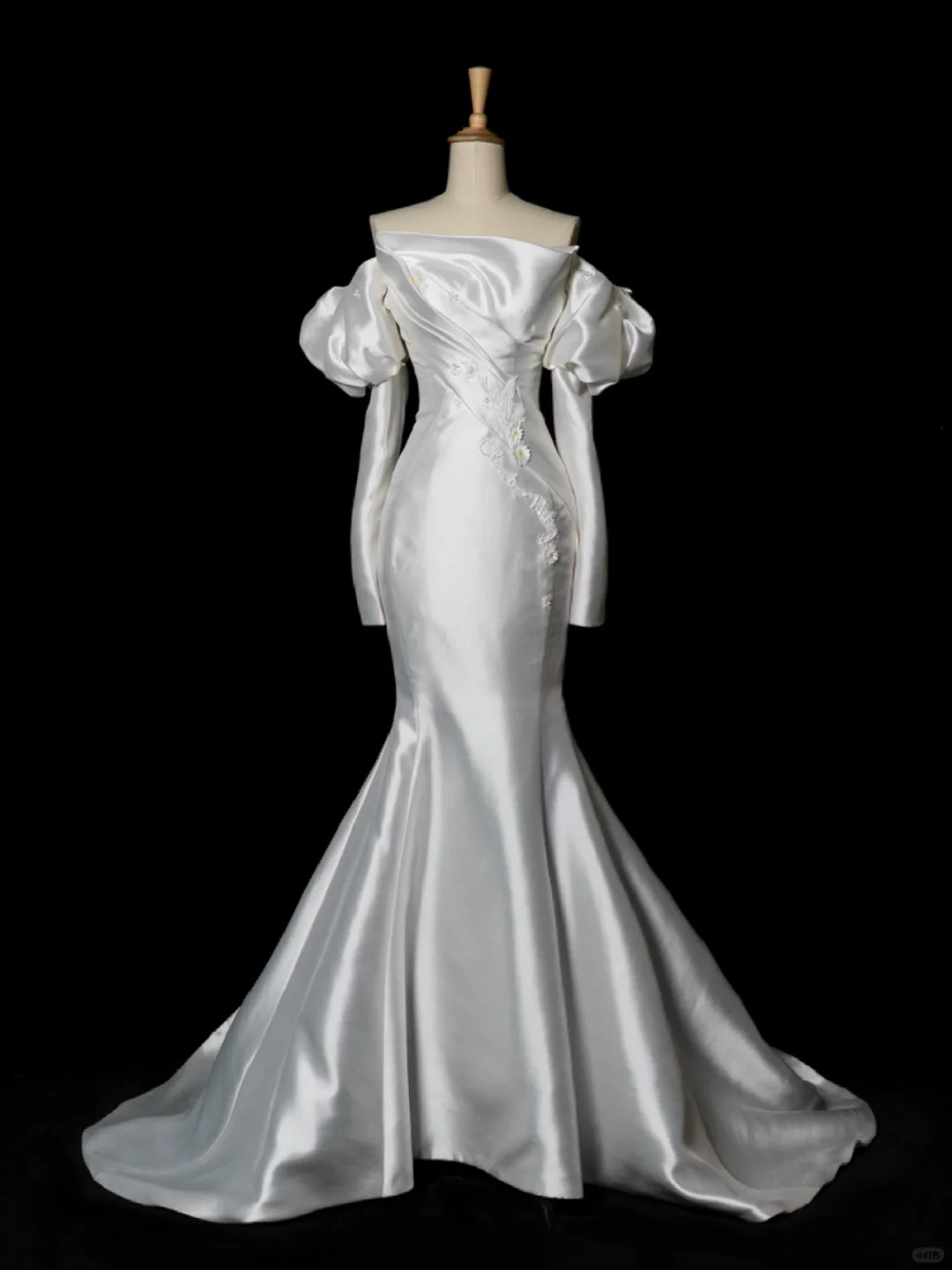 Elegant Wedding Dress Mermaid Strapless White Satin Summer Long Sleeves Wedding Dresses Bride Dress Bridal Gowns DH343