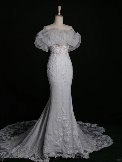 Elegant Wedding Dress Mermaid Sweetheart White Lace Summer Long Wedding Dresses Bride Dress Bridal Gowns DH344