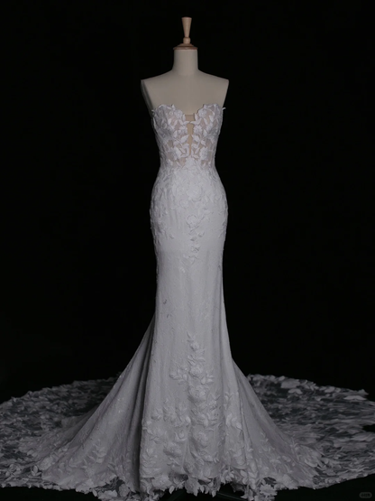 Elegant Wedding Dress Mermaid Sweetheart White Lace Summer Long Wedding Dresses Bride Dress Bridal Gowns DH344