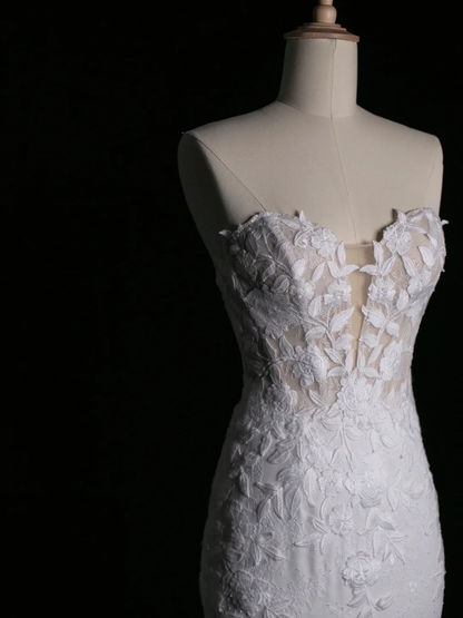 Elegant Wedding Dress Mermaid Sweetheart White Lace Summer Long Wedding Dresses Bride Dress Bridal Gowns DH344