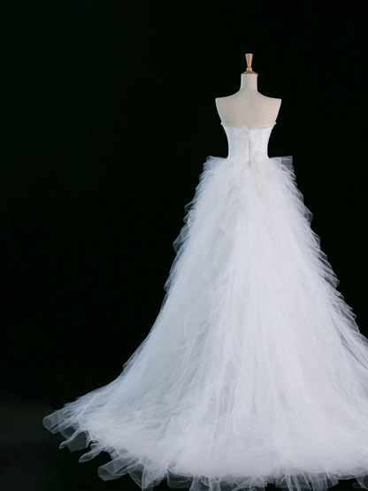 Elegant Wedding Dress Ball Gown Sweetheart White Tulle Summer Long Wedding Dresses Bride Dress Bridal Gowns DH345