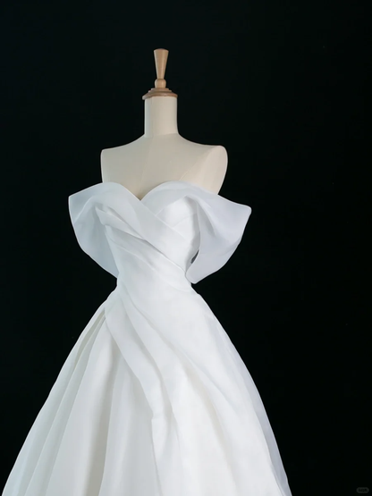 Pretty Wedding Dress Ball Gown Off The Shoulder Short Sleeves White Long Wedding Dresses Bridal Gowns Brides Gown DH346