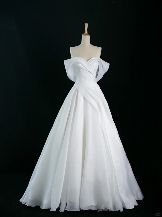 Pretty Wedding Dress Ball Gown Off The Shoulder Short Sleeves White Long Wedding Dresses Bridal Gowns Brides Gown DH346