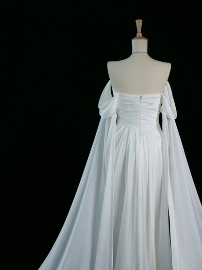 Pretty Wedding Dress A line Off The Shoulder Short Sleeves White Long Wedding Dresses Bridal Gowns Brides Gown DH349