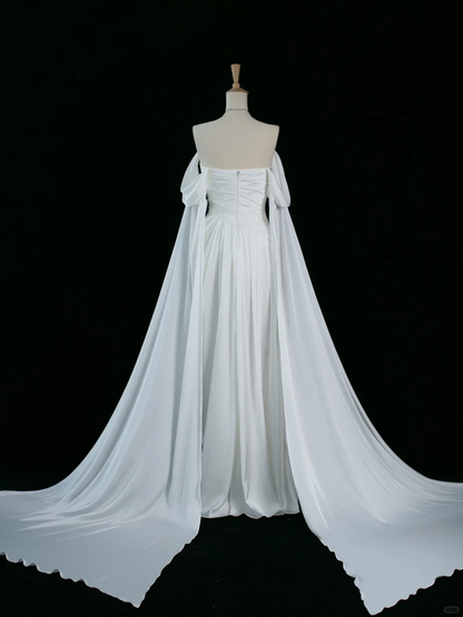 Pretty Wedding Dress A line Off The Shoulder Short Sleeves White Long Wedding Dresses Bridal Gowns Brides Gown DH349