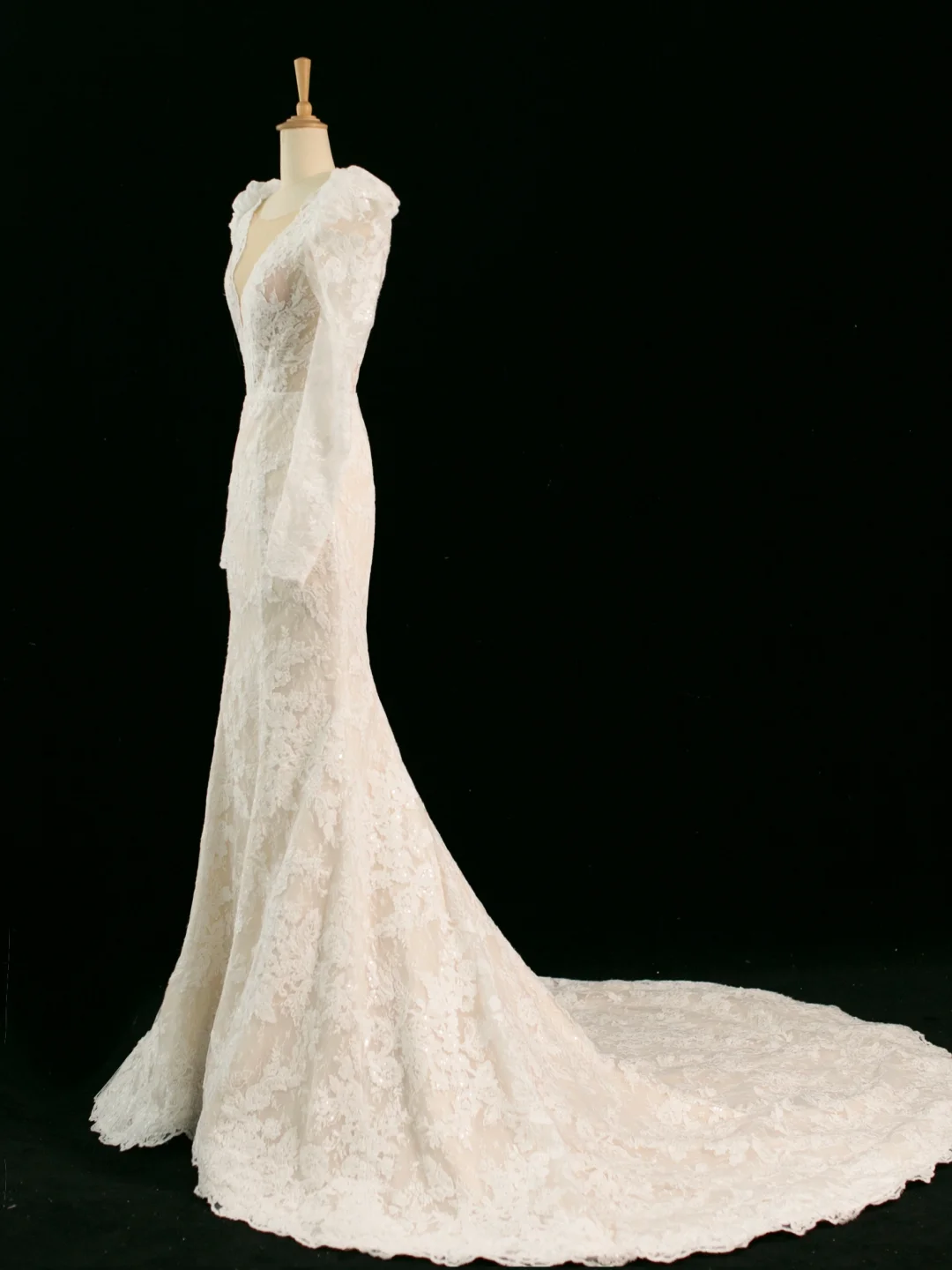 Pretty Wedding Dress Mermaid V Neck Ivory Sleeveless Lace Long Vintage Wedding Dresses Bridal Gowns Brides Gown DH357