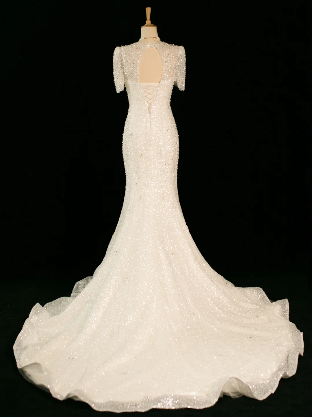 Pretty Wedding Dress Mermaid Sweetheart Short Sleeves Sequin Long Vintage Wedding Dresses Bridal Gowns Brides Gown DH358