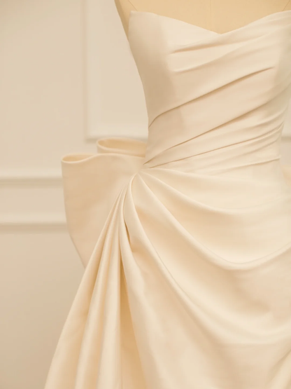 Elegant Wedding Dress Ball Gown Sweetheart Sleeves Ivory Satin Summer Long Wedding Dresses Bride Dress Bridal Gowns DH362