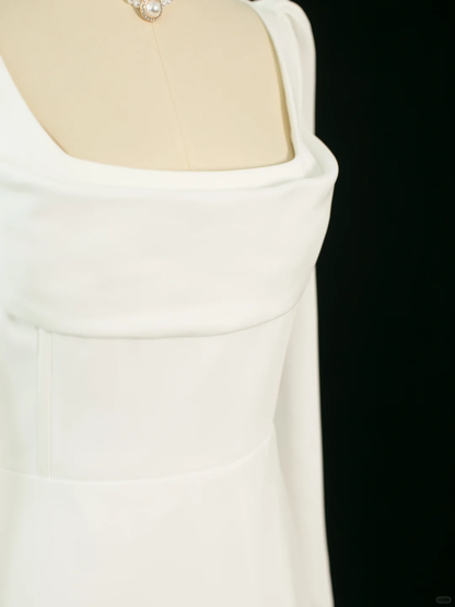 Pretty Wedding Dress A line Square Neck Long Sleeves White Long Wedding Dresses Bridal Gowns Brides Gown DH364