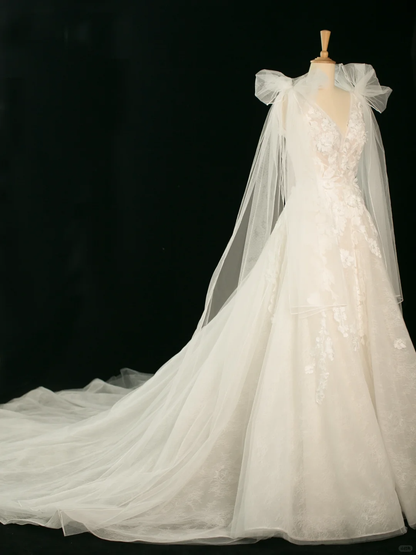 Pretty Wedding Dress Ball Gown V Neck Sleeveless Tulle Lace Long Vintage Wedding Dresses Bridal Gowns Brides Gown DH365