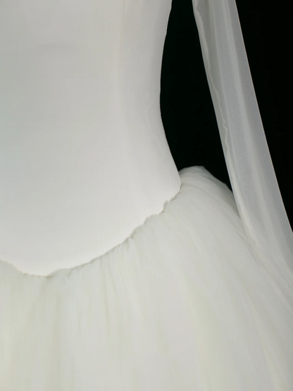 Elegant Wedding Dress Ball Gown Scoop Long Sleeves White Tulle Summer Wedding Dresses Bride Dress Bridal Gowns DH370