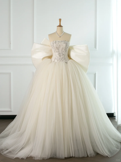 Elegant Wedding Dress Ball Gown Strapless Sleeveless White Tulle Summer Wedding Dresses Bride Dress Bridal Gowns DH371