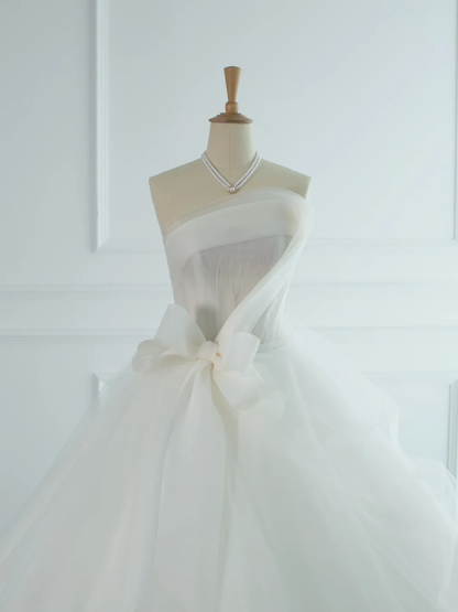 Pretty Wedding Dress Ball Gown Strapless White Sleeveless Tulle Long Vintage Wedding Dresses Bridal Gowns Brides Gown DH377