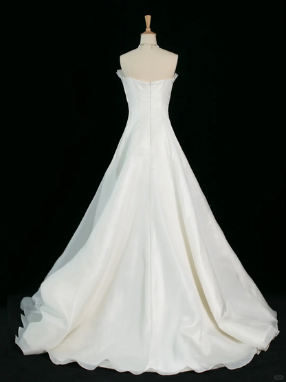 Elegant Wedding Dress Ball Gown Strapless Sleeveless White Summer Long Wedding Dresses Bride Dress Bridal Gowns DH380