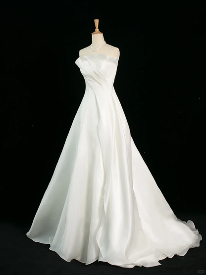 Elegant Wedding Dress Ball Gown Strapless Sleeveless White Summer Long Wedding Dresses Bride Dress Bridal Gowns DH380