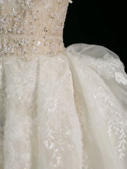 Elegant Wedding Dress Ball Gown Sweetheart Sleeveless White Lace Summer Long Wedding Dresses Bride Dress Bridal Gowns DH381