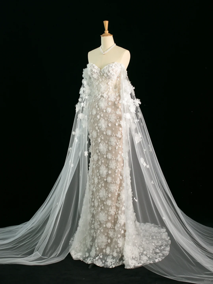 Pretty Wedding Dress Mermaid Off The Shoulder White Long Sleeves Lace Long Vintage Wedding Dresses Bridal Gowns Brides Gown DH383