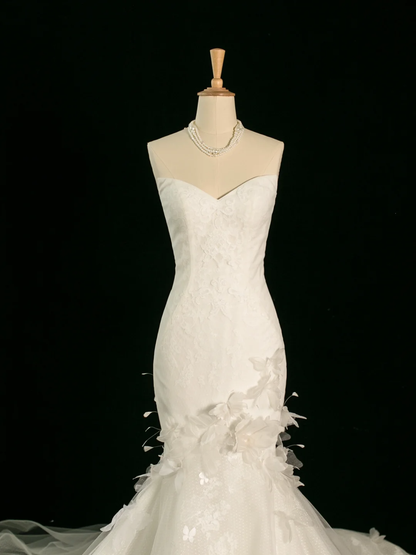 Pretty Wedding Dress Mermaid Sweetheart White Lace Long Vintage Wedding Dresses Bridal Gowns Brides Gown DH387