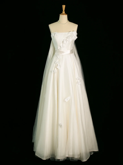 Pretty Wedding Dress A line Strapless White Tulle Long Vintage Wedding Dresses Bridal Gowns Brides Gown DH389