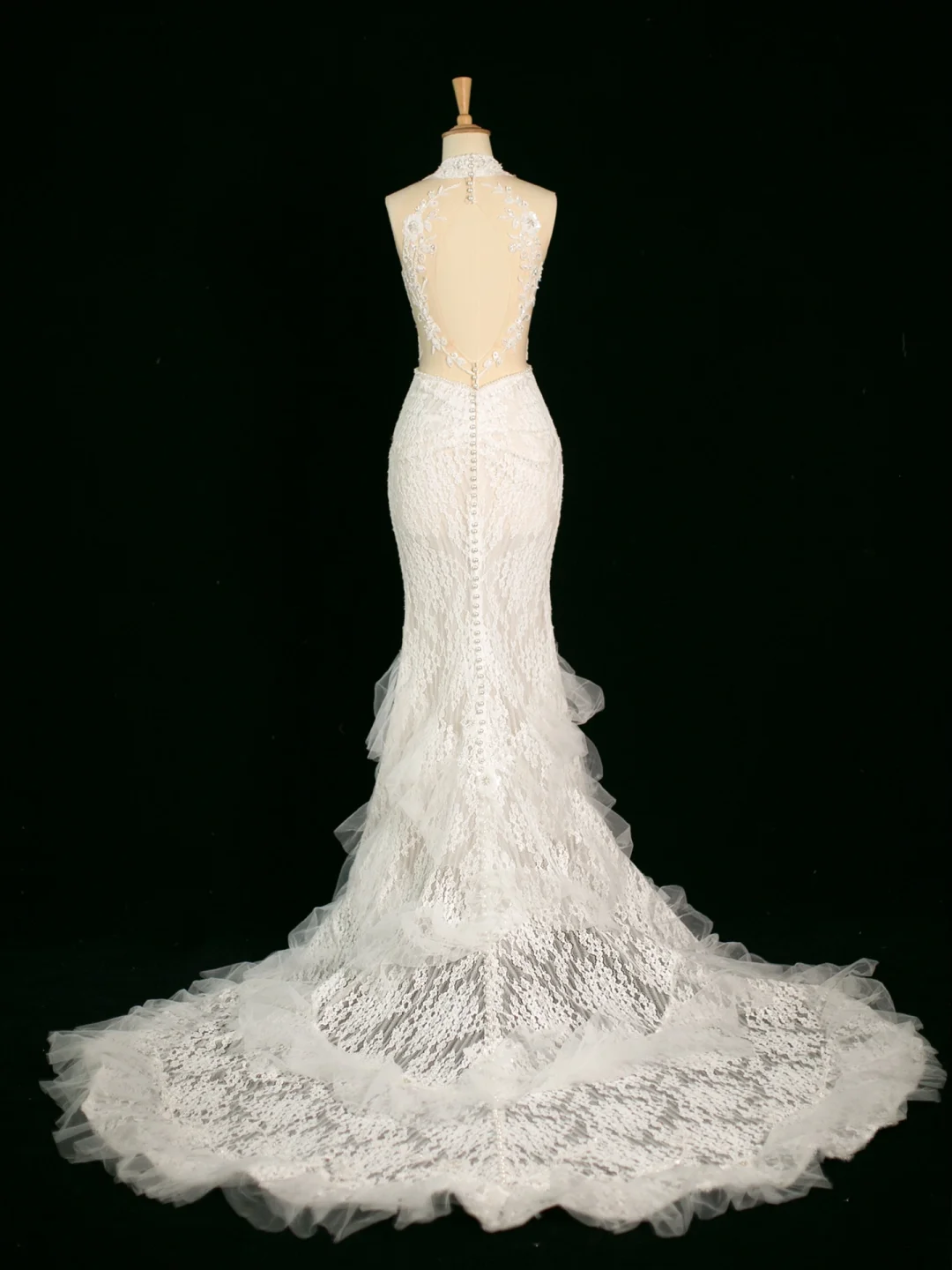 Pretty Wedding Dress Mermaid V Neck Sleeveless Lace Long Vintage Wedding Dresses Bridal Gowns Brides Gown DH391