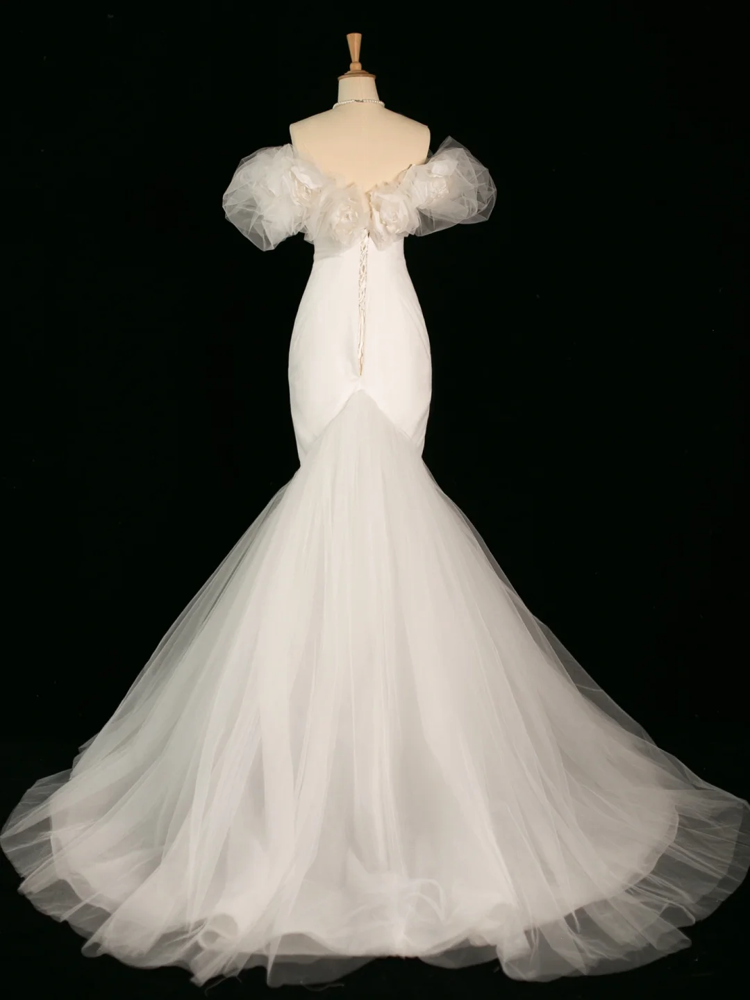 Pretty Wedding Dress Mermaid Off The Shoulder Short Sleeves Tulle Long Vintage Wedding Dresses Bridal Gowns Brides Gown DH392