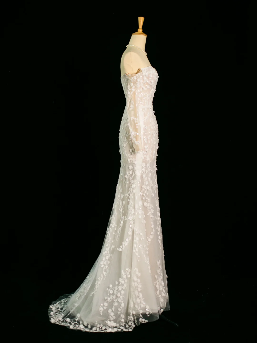 Chic Wedding Dress Mermaid Off The Shoulder White Long Sleeves Lace Long Vintage Wedding Dresses Bridal Gowns Brides Gown DH393