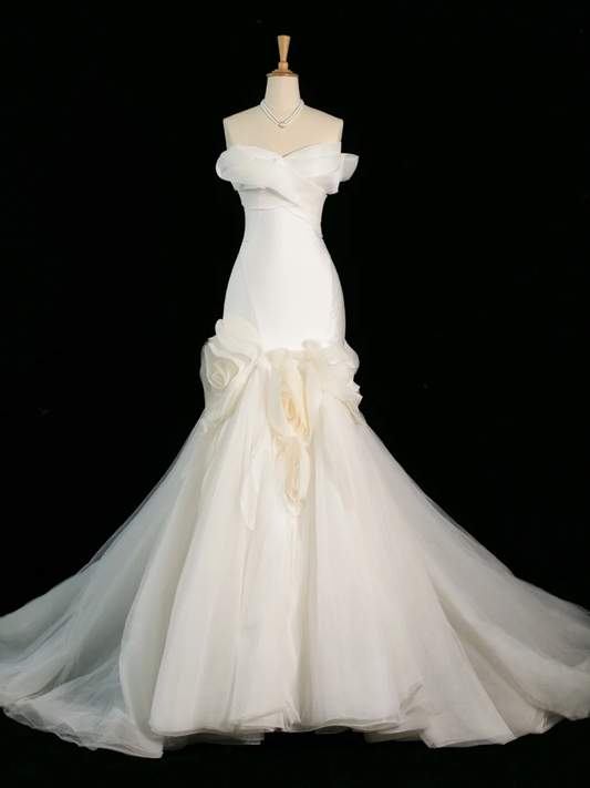 Pretty Wedding Dress Mermaid Sweetheart White Tulle Long Vintage Wedding Dresses Bridal Gowns Brides Gown DH400