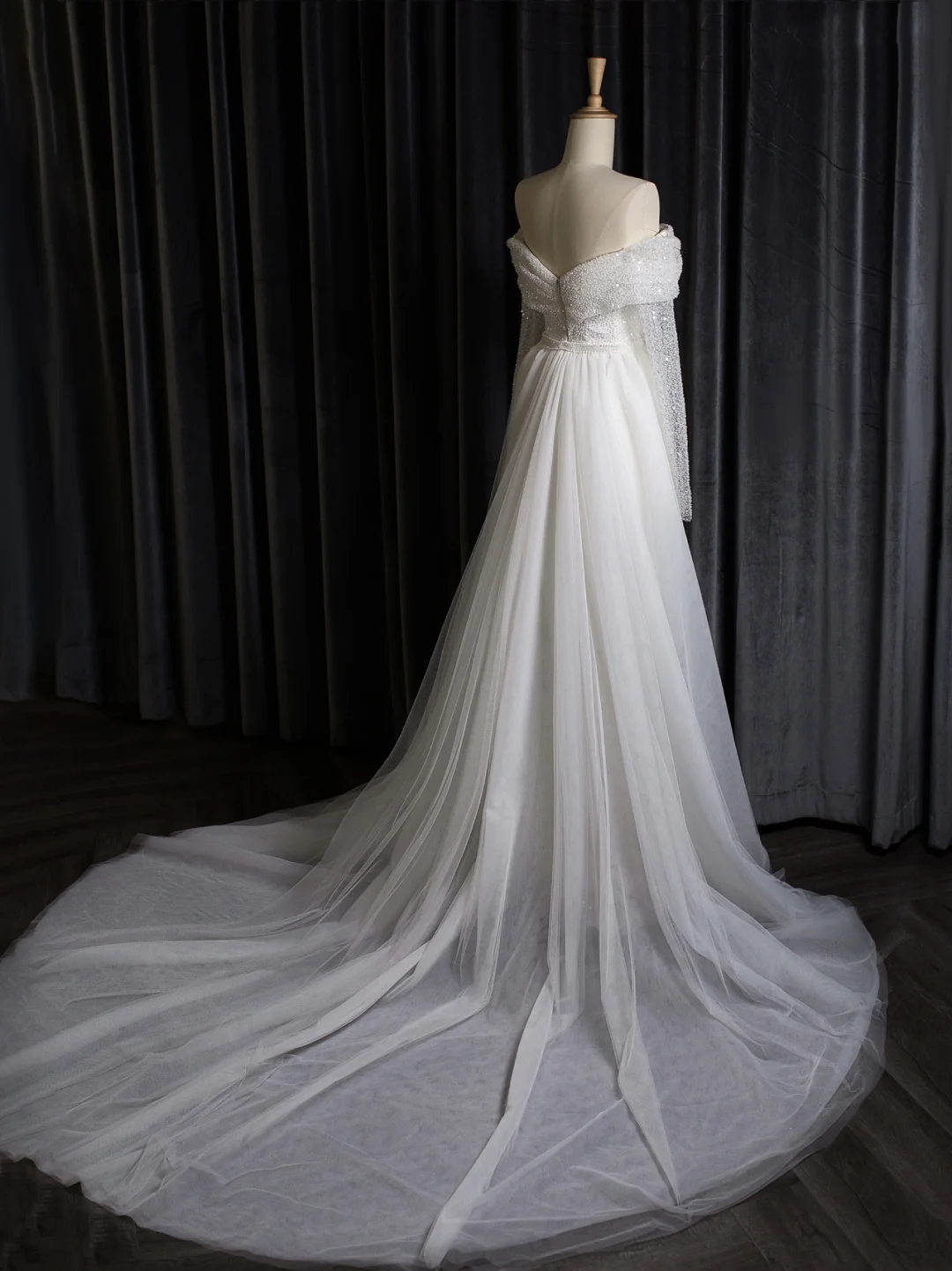 Vintage Wedding Dress Mermaid Off The Shoulder White Long Sleeves Sequin Long Wedding Dresses Bridal Gowns Brides Gown DH403