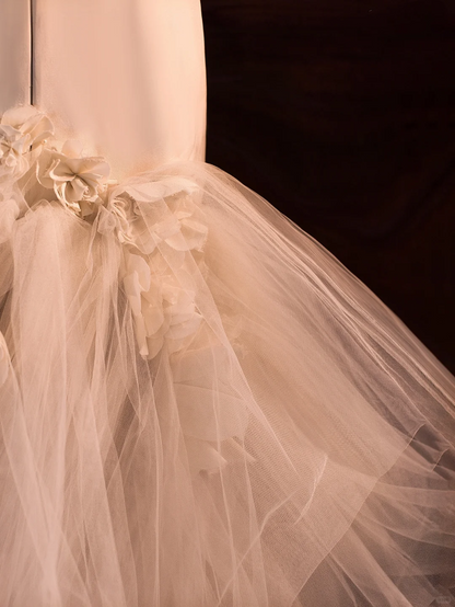 Pretty Wedding Dress Mermaid Strapless Layers Ruffles White Tulle Long Wedding Dresses Bridal Gowns Brides Gown DH409