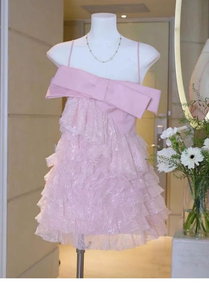 Trendy A Line Spaghetti Straps Lace Mini Short Formal 8th Grade Homecoming Dresses Summer Middle School Hoco Dress Homecoming Outfits DH423