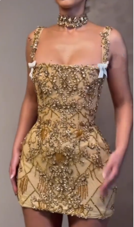 Pretty Sheath Square Neck Sleeveless Gold Short Formal 8th Grade Homecoming Dresses Summer Middle School Hoco Dress Homecoming Outfits DH444