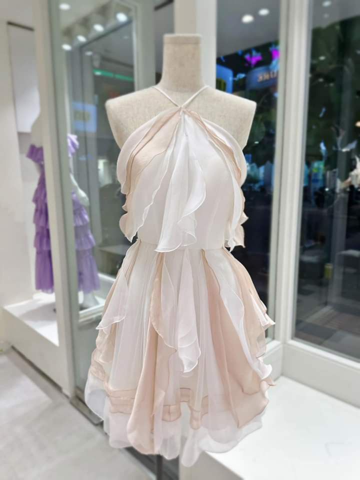 Pretty A Line Halter Chiffon Short Formal 8th Grade Homecoming Dresses Summer Middle School Hoco Dress 6th Grade Graduation Outfits 21st Birthday Dress DH503