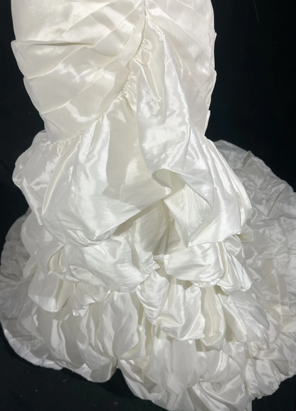 Vintage Wedding Dress 1950s 1940s Mermaid Spaghetti Straps Layers Ruffles White Satin Long Wedding Dresses Bridal Gowns Brides Gown DH523