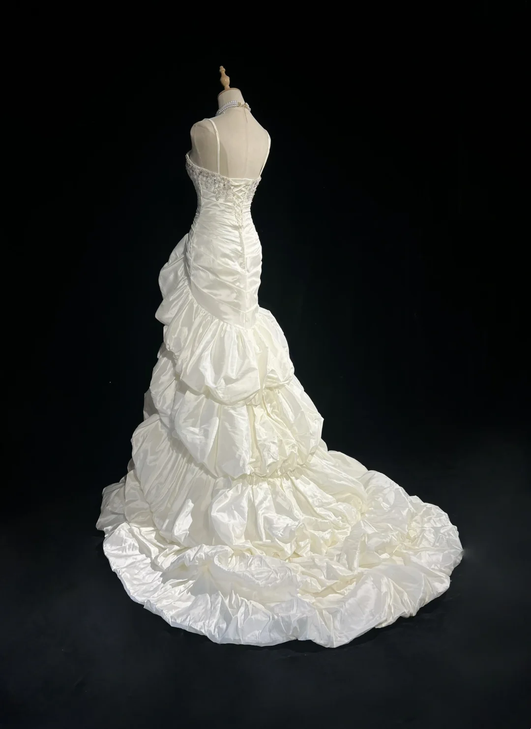 Vintage Wedding Dress 1950s 1940s Mermaid Spaghetti Straps Layers Ruffles White Satin Long Wedding Dresses Bridal Gowns Brides Gown DH523