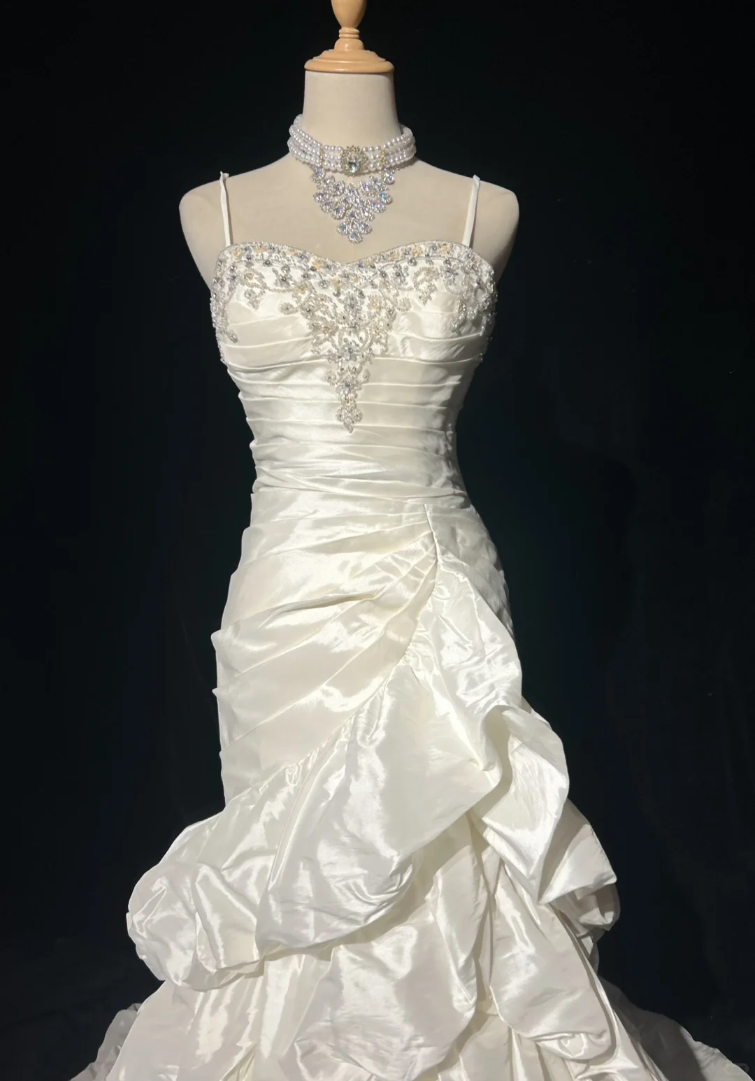 Vintage Wedding Dress 1950s 1940s Mermaid Spaghetti Straps Layers Ruffles White Satin Long Wedding Dresses Bridal Gowns Brides Gown DH523