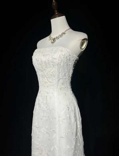 Vintage Wedding Dress 1950s 1940s Mermaid Strapless Lace White Long Wedding Dresses Bridal Gowns Brides Gown DH526