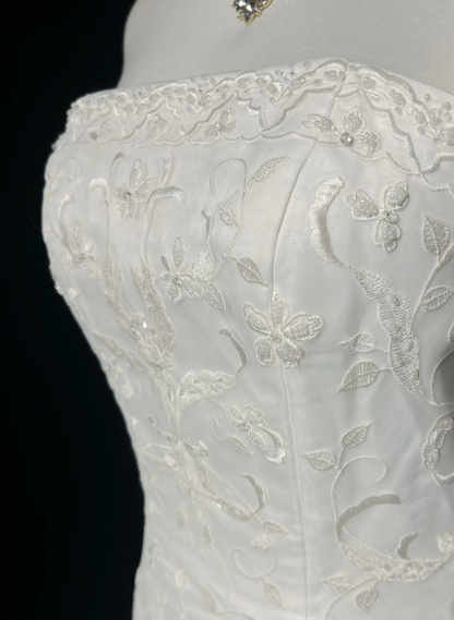 Vintage Wedding Dress 1950s 1940s Mermaid Strapless Lace White Long Wedding Dresses Bridal Gowns Brides Gown DH526