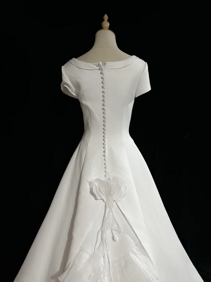 Vintage Wedding Dress 1950s 1940s Ball Gown Square Neck Lace White Long Wedding Dresses Bridal Gowns Brides Gown DH528