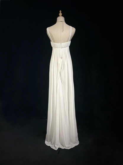 Vintage Wedding Dress 1950s 1940s A line Square Neck Chiffon White Long Wedding Dresses Bridal Gowns Brides Gown DH529