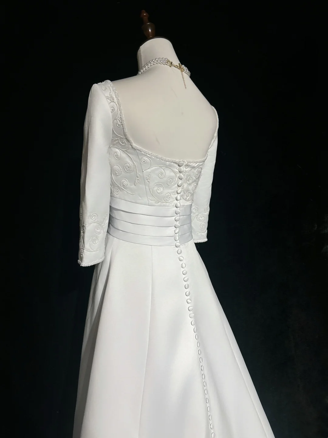 Vintage Wedding Dress 1950s 1940s Ball Gown Square Neck Satin White Long Wedding Dresses Bridal Gowns Brides Gown DH530