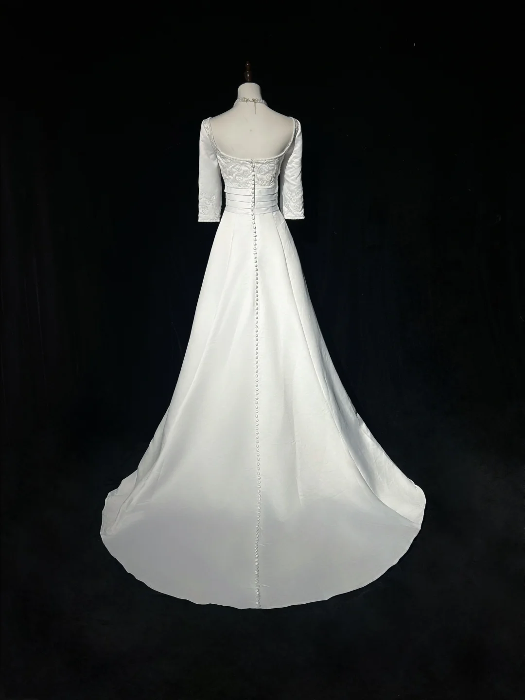 Vintage Wedding Dress 1950s 1940s Ball Gown Square Neck Satin White Long Wedding Dresses Bridal Gowns Brides Gown DH530