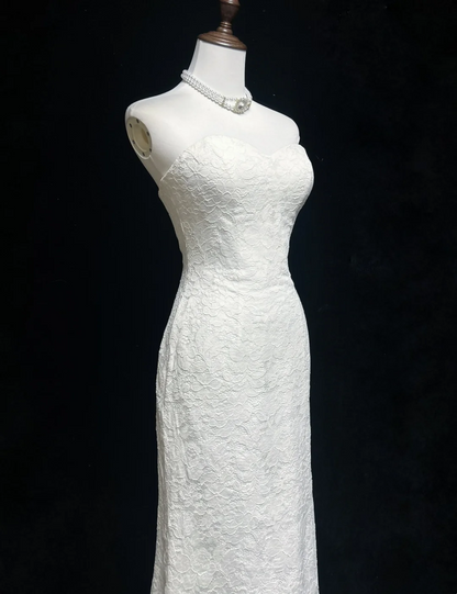 Vintage Wedding Dress 1950s 1940s Mermaid Strapless Lace White Long Wedding Dresses Bridal Gowns Brides Gown DH543